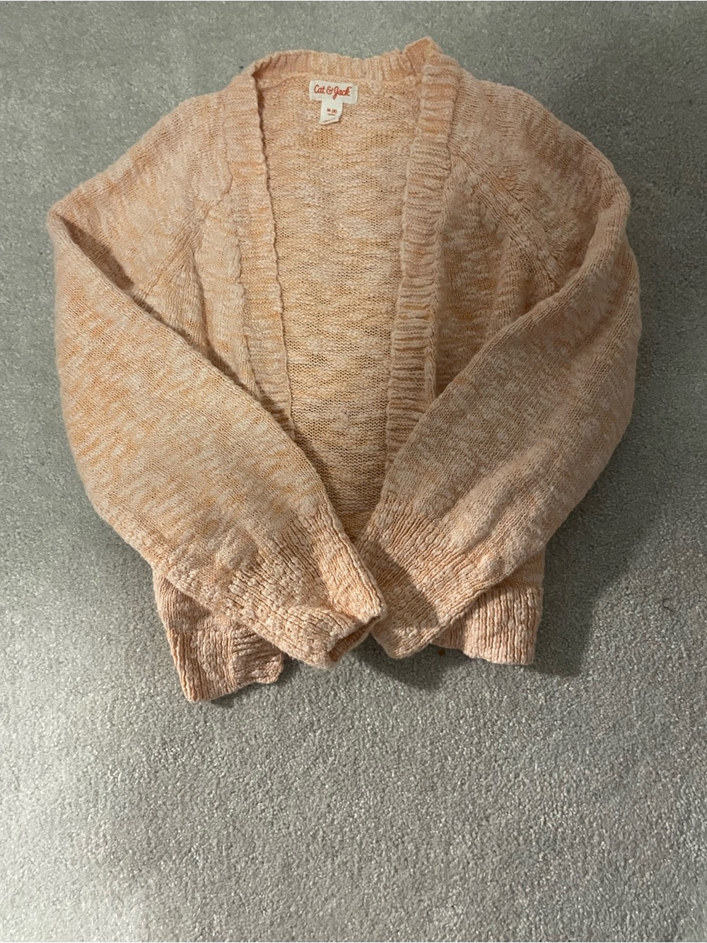 Cat & Jack Peach Marled Open-Front Knit Cardigan